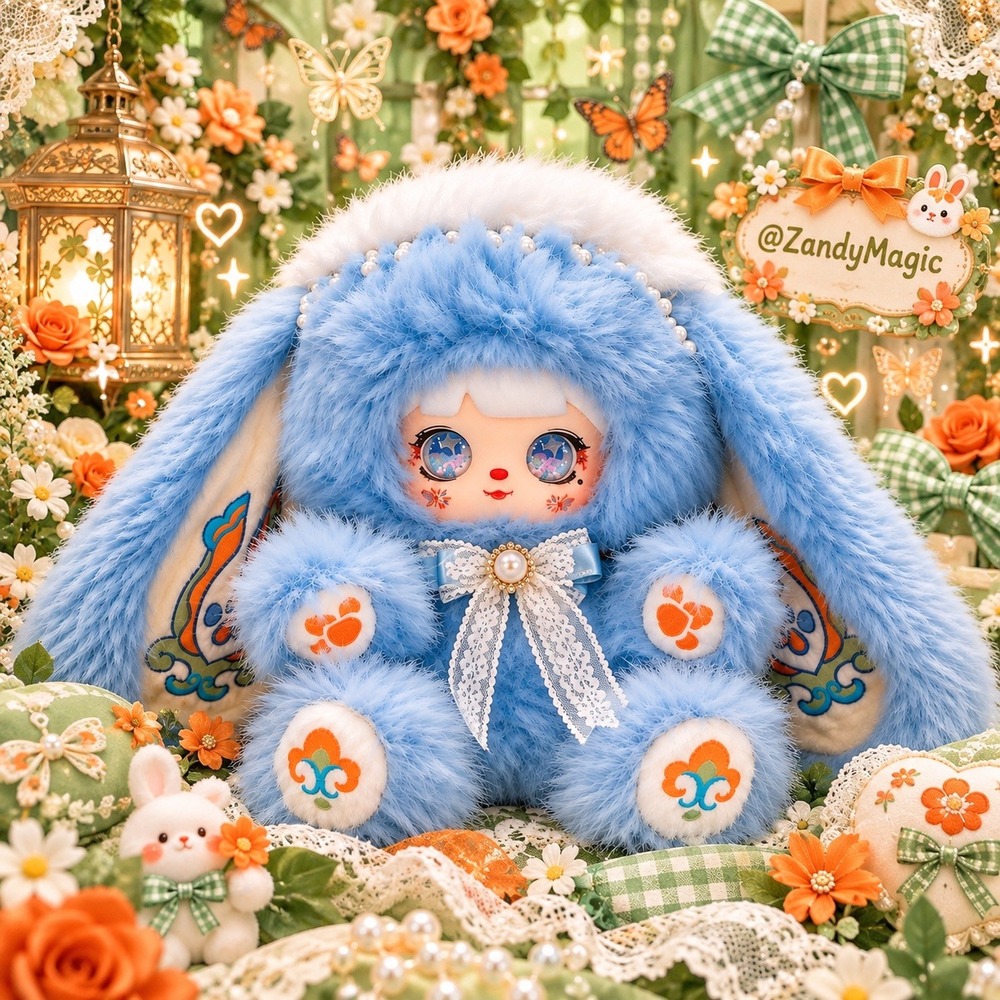 Mocici 600% Adventure Prologue "Glitter Eyes + Blue Eyes" 2 Set Blue Bunny Plush